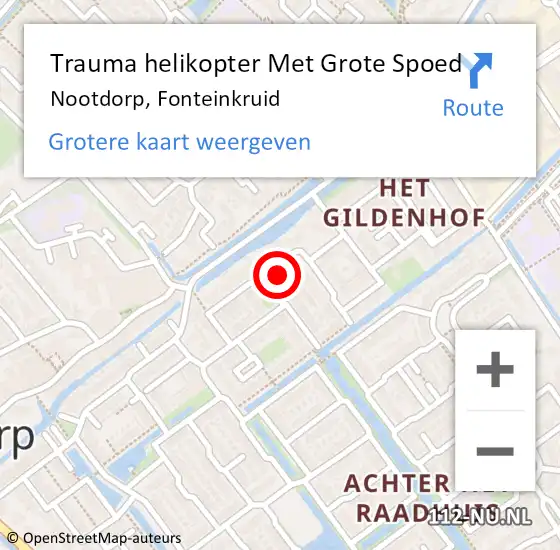 Locatie op kaart van de 112 melding: Trauma helikopter Met Grote Spoed Naar Nootdorp, Fonteinkruid op 29 april 2023 16:35