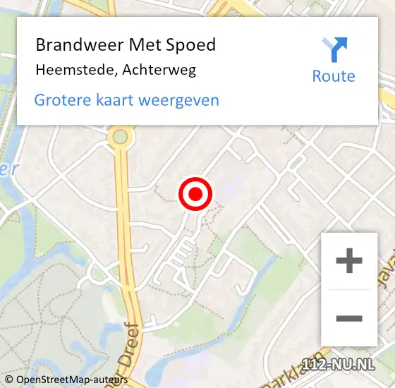 Locatie op kaart van de 112 melding: Brandweer Met Spoed Naar Heemstede, Achterweg op 29 april 2023 16:38