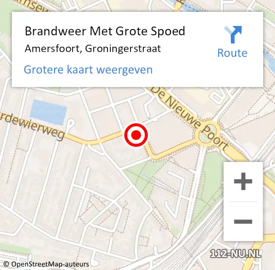 Locatie op kaart van de 112 melding: Brandweer Met Grote Spoed Naar Amersfoort, Groningerstraat op 29 april 2023 17:00