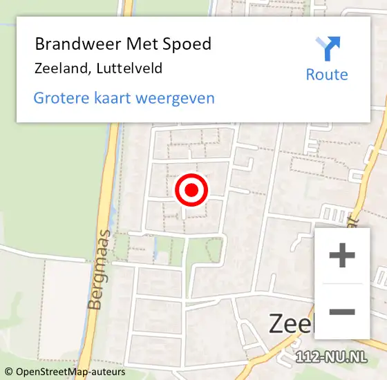 Locatie op kaart van de 112 melding: Brandweer Met Spoed Naar Zeeland, Luttelveld op 29 april 2023 17:02