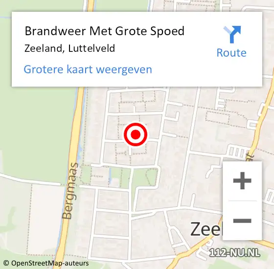 Locatie op kaart van de 112 melding: Brandweer Met Grote Spoed Naar Zeeland, Luttelveld op 29 april 2023 17:03