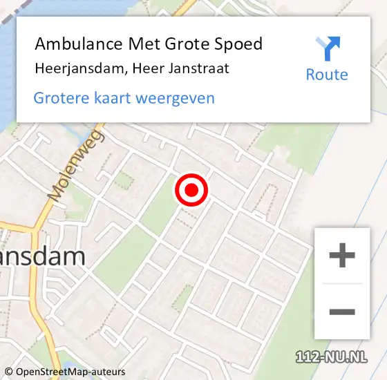 Locatie op kaart van de 112 melding: Ambulance Met Grote Spoed Naar Heerjansdam, Heer Janstraat op 29 april 2023 17:10