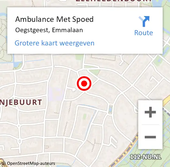 Locatie op kaart van de 112 melding: Ambulance Met Spoed Naar Oegstgeest, Emmalaan op 29 april 2023 17:12