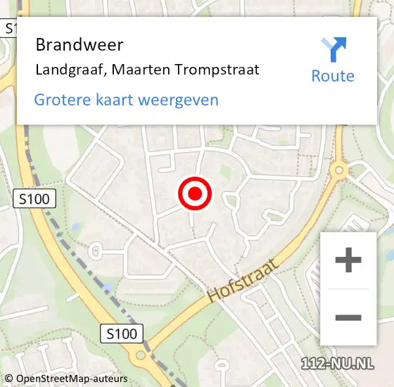 Locatie op kaart van de 112 melding: Brandweer Landgraaf, Maarten Trompstraat op 23 augustus 2014 20:13