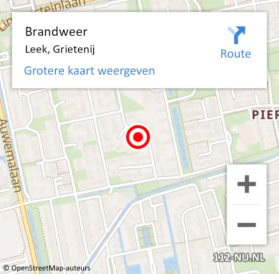 Locatie op kaart van de 112 melding: Brandweer Leek, Grietenij op 29 april 2023 17:35