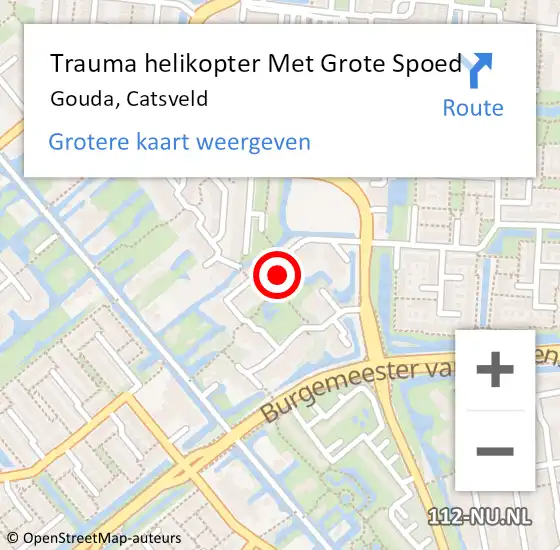 Locatie op kaart van de 112 melding: Trauma helikopter Met Grote Spoed Naar Gouda, Catsveld op 29 april 2023 18:33