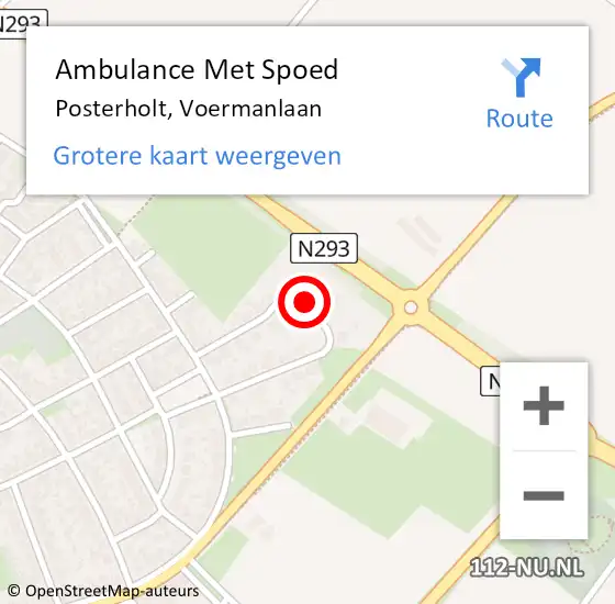 Locatie op kaart van de 112 melding: Ambulance Met Spoed Naar Posterholt, Voermanlaan op 29 april 2023 18:42