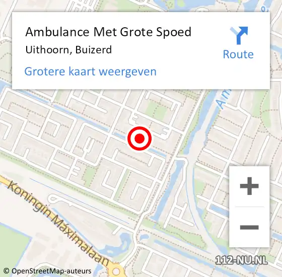 Locatie op kaart van de 112 melding: Ambulance Met Grote Spoed Naar Uithoorn, Buizerd op 29 april 2023 18:48