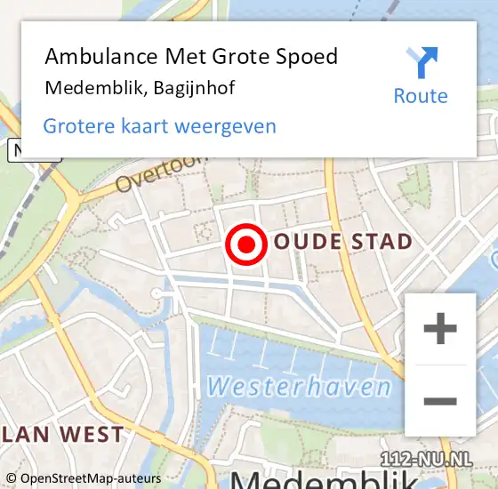 Locatie op kaart van de 112 melding: Ambulance Met Grote Spoed Naar Medemblik, Bagijnhof op 29 april 2023 18:50