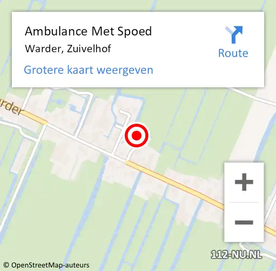 Locatie op kaart van de 112 melding: Ambulance Met Spoed Naar Warder, Zuivelhof op 29 april 2023 19:14