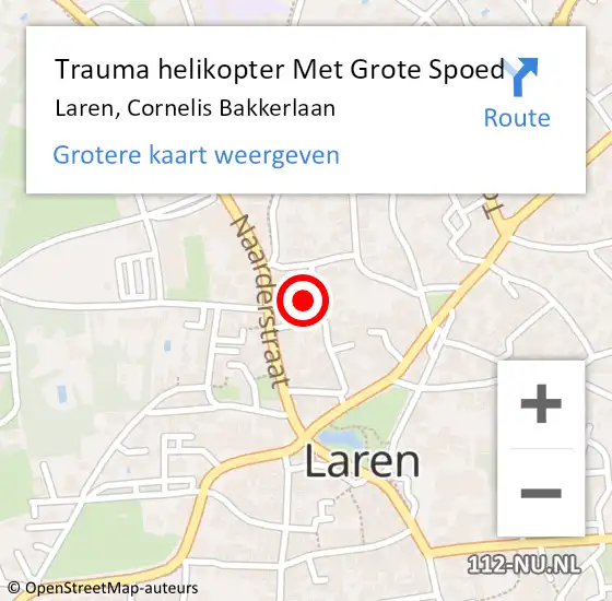 Locatie op kaart van de 112 melding: Trauma helikopter Met Grote Spoed Naar Laren, Cornelis Bakkerlaan op 29 april 2023 19:21