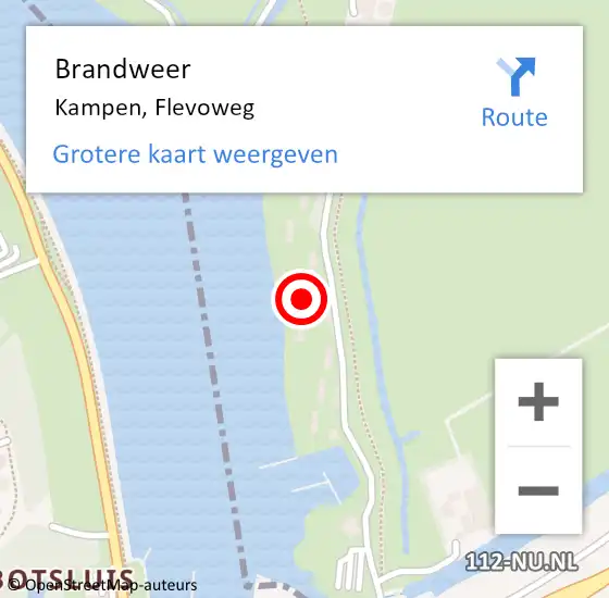 Locatie op kaart van de 112 melding: Brandweer Kampen, Flevoweg op 29 april 2023 19:30