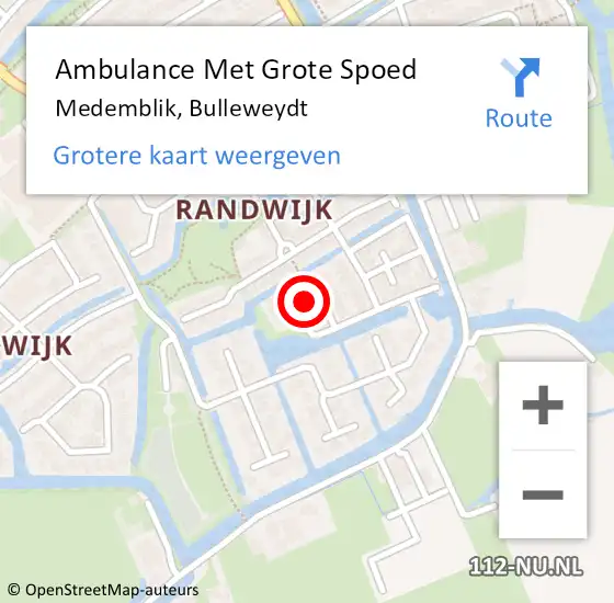 Locatie op kaart van de 112 melding: Ambulance Met Grote Spoed Naar Medemblik, Bulleweydt op 29 april 2023 19:42