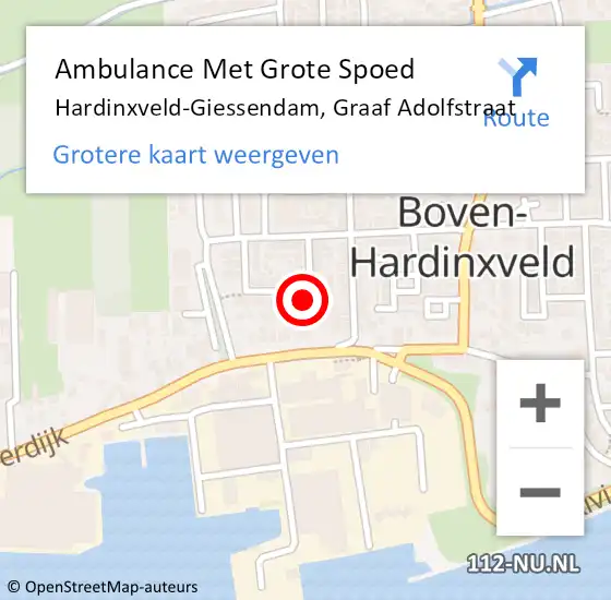 Locatie op kaart van de 112 melding: Ambulance Met Grote Spoed Naar Hardinxveld-Giessendam, Graaf Adolfstraat op 29 april 2023 19:42