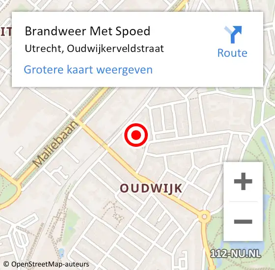 Locatie op kaart van de 112 melding: Brandweer Met Spoed Naar Utrecht, Oudwijkerveldstraat op 29 april 2023 20:04