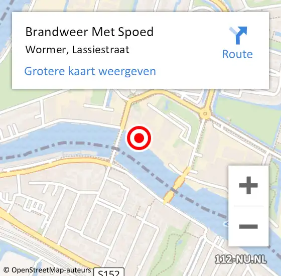 Locatie op kaart van de 112 melding: Brandweer Met Spoed Naar Wormer, Lassiestraat op 29 april 2023 20:21