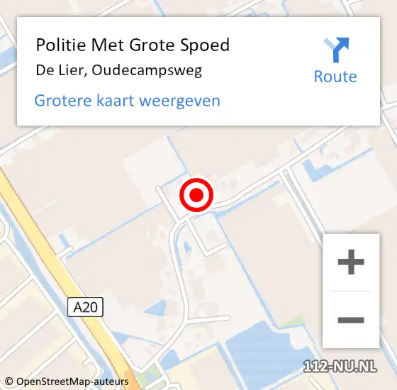 Locatie op kaart van de 112 melding: Politie Met Grote Spoed Naar De Lier, Oudecampsweg op 29 april 2023 20:39