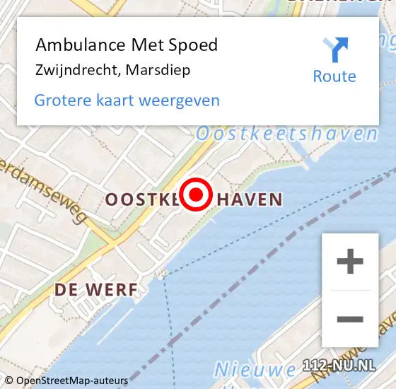 Locatie op kaart van de 112 melding: Ambulance Met Spoed Naar Zwijndrecht, Marsdiep op 29 april 2023 20:40