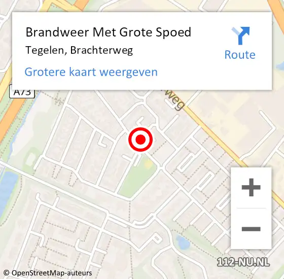 Locatie op kaart van de 112 melding: Brandweer Met Grote Spoed Naar Tegelen, Brachterweg op 29 april 2023 20:42