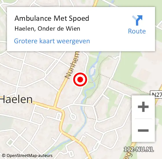 Locatie op kaart van de 112 melding: Ambulance Met Spoed Naar Haelen, Onder de Wien op 23 augustus 2014 20:37