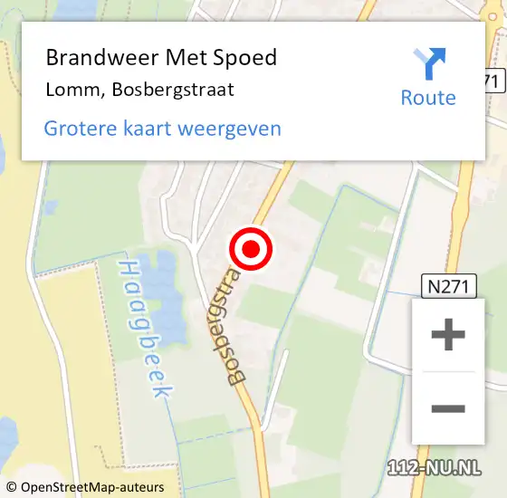 Locatie op kaart van de 112 melding: Brandweer Met Spoed Naar Lomm, Bosbergstraat op 29 april 2023 20:57