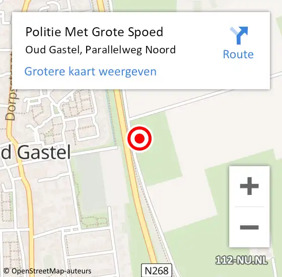 Locatie op kaart van de 112 melding: Politie Met Grote Spoed Naar Oud Gastel, Parallelweg Noord op 29 april 2023 21:12