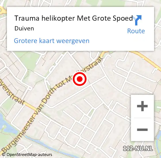 Locatie op kaart van de 112 melding: Trauma helikopter Met Grote Spoed Naar Duiven op 29 april 2023 21:19