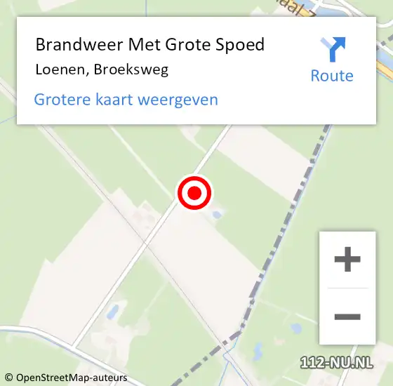 Locatie op kaart van de 112 melding: Brandweer Met Grote Spoed Naar Loenen, Broeksweg op 29 april 2023 22:52