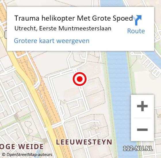 Locatie op kaart van de 112 melding: Trauma helikopter Met Grote Spoed Naar Utrecht, Eerste Muntmeesterslaan op 29 april 2023 22:56