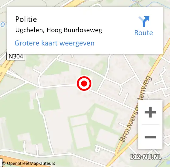 Locatie op kaart van de 112 melding: Politie Ugchelen, Hoog Buurloseweg op 29 april 2023 23:23