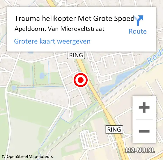 Locatie op kaart van de 112 melding: Trauma helikopter Met Grote Spoed Naar Apeldoorn, Van Miereveltstraat op 29 april 2023 23:28