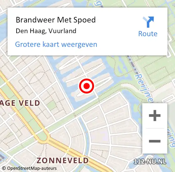 Locatie op kaart van de 112 melding: Brandweer Met Spoed Naar Den Haag, Vuurland op 29 april 2023 23:50