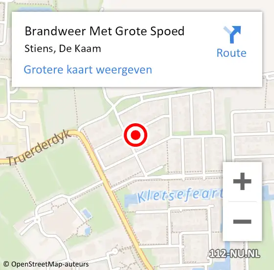 Locatie op kaart van de 112 melding: Brandweer Met Grote Spoed Naar Stiens, De Kaam op 30 april 2023 00:06