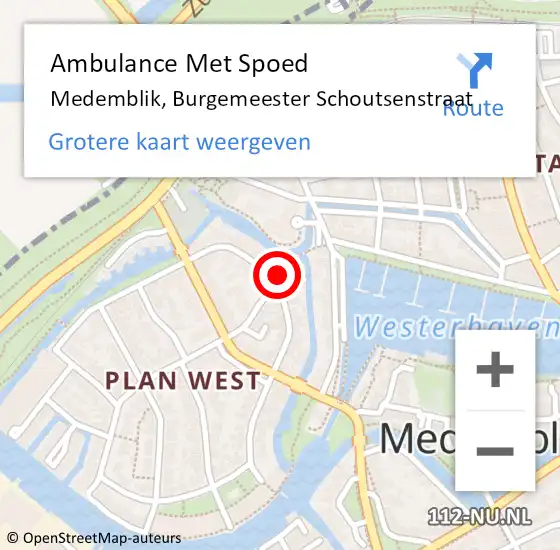 Locatie op kaart van de 112 melding: Ambulance Met Spoed Naar Medemblik, Burgemeester Schoutsenstraat op 30 april 2023 00:19