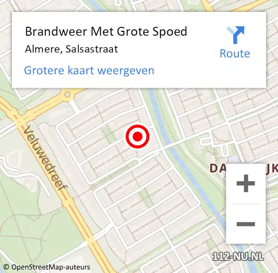 Locatie op kaart van de 112 melding: Brandweer Met Grote Spoed Naar Almere, Salsastraat op 30 april 2023 00:52
