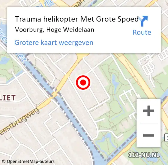 Locatie op kaart van de 112 melding: Trauma helikopter Met Grote Spoed Naar Voorburg, Hoge Weidelaan op 30 april 2023 01:00