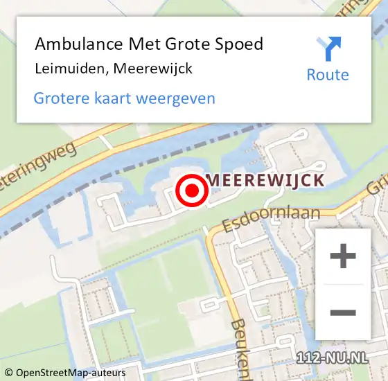 Locatie op kaart van de 112 melding: Ambulance Met Grote Spoed Naar Leimuiden, Meerewijck op 30 april 2023 01:04