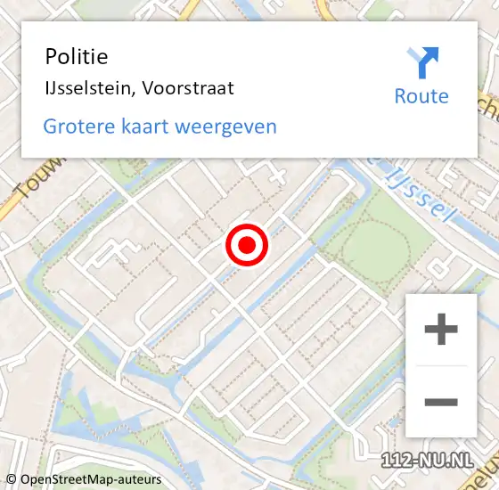 Locatie op kaart van de 112 melding: Politie IJsselstein, Voorstraat op 30 april 2023 01:11