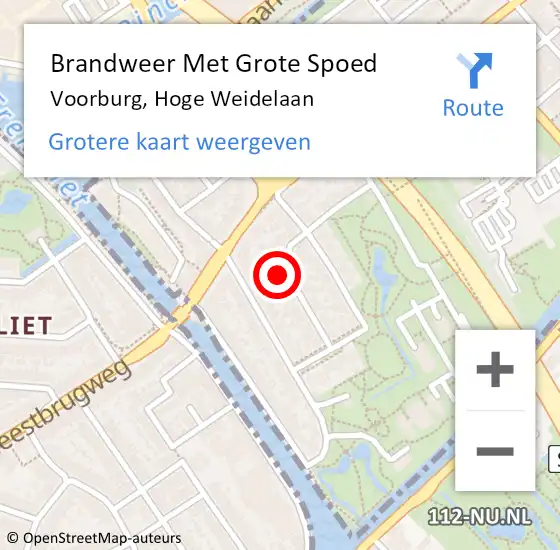 Locatie op kaart van de 112 melding: Brandweer Met Grote Spoed Naar Voorburg, Hoge Weidelaan op 30 april 2023 01:14