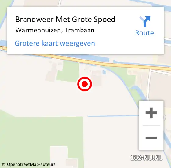 Locatie op kaart van de 112 melding: Brandweer Met Grote Spoed Naar Warmenhuizen, Trambaan op 30 april 2023 01:19