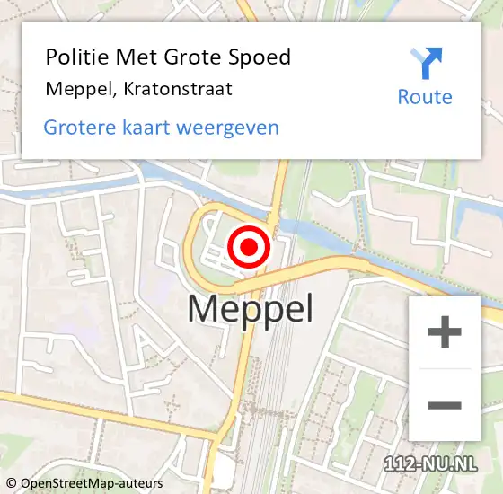 Locatie op kaart van de 112 melding: Politie Met Grote Spoed Naar Meppel, Kratonstraat op 30 april 2023 01:29