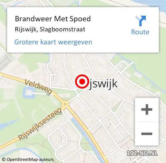 Locatie op kaart van de 112 melding: Brandweer Met Spoed Naar Rijswijk, Slagboomstraat op 30 april 2023 02:14