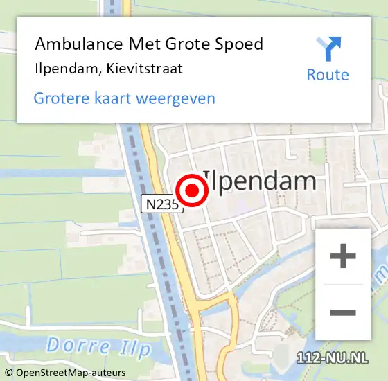 Locatie op kaart van de 112 melding: Ambulance Met Grote Spoed Naar Ilpendam, Kievitstraat op 30 april 2023 02:19