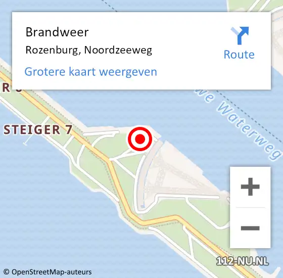 Locatie op kaart van de 112 melding: Brandweer Rozenburg, Noordzeeweg op 30 april 2023 03:39