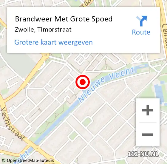 Locatie op kaart van de 112 melding: Brandweer Met Grote Spoed Naar Zwolle, Timorstraat op 30 april 2023 04:45