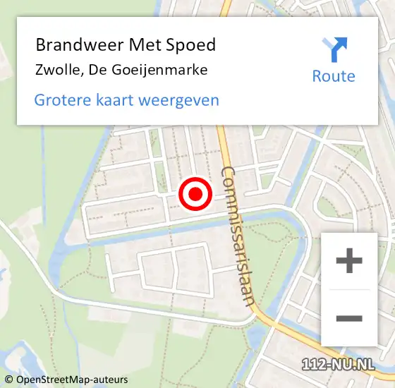 Locatie op kaart van de 112 melding: Brandweer Met Spoed Naar Zwolle, De Goeijenmarke op 30 april 2023 05:57