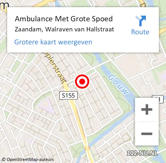 Locatie op kaart van de 112 melding: Ambulance Met Grote Spoed Naar Zaandam, Walraven van Hallstraat op 30 april 2023 06:05