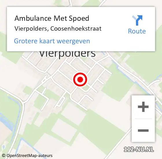 Locatie op kaart van de 112 melding: Ambulance Met Spoed Naar Vierpolders, Coosenhoekstraat op 30 april 2023 06:10