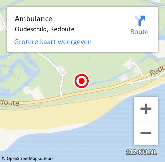 Locatie op kaart van de 112 melding: Ambulance Oudeschild, Redoute op 30 april 2023 06:39