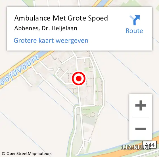 Locatie op kaart van de 112 melding: Ambulance Met Grote Spoed Naar Abbenes, Dr. Heijelaan op 30 april 2023 06:52